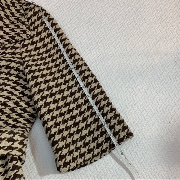 soia & Kyo Cream/Beige Houndstooth Wool Belted 3/4 Sleeve High Collar Co… - Picture 7 of 13